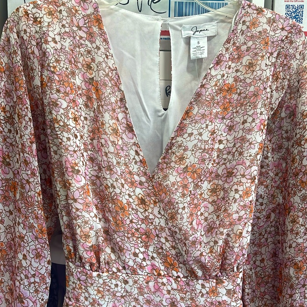 Japna Floral Tiered Long Sleeve Ilk Polyester Dress - Picture 3 of 16